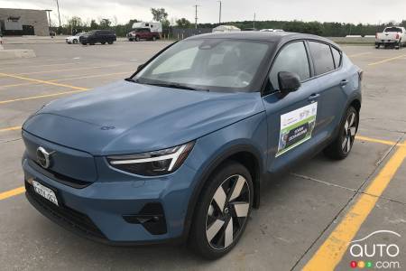 The all-electric Volvo C40, a coupe with four doors
